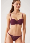 Mürdüm 4563 Pisa Destekli / Push - Up Dolgulu Straplez Dantelli Sütyen Takımı