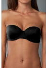 Kadın Siyah 11-382 Yari Pus-Up Balenli Strapless Sutyen