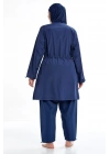Büyük Beden Tam Kapalı Paraşüt Tesettür Mayo 1316 Koyu Lacivert A1316-k.lac