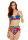 Saks Mavi Desenli Kaplı Bikini Takımı