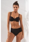 Siyah Ginger Balenli Ayarlanabilir Omuz Askılı Drape Yüksek Bel Bikini Takımı Toparlayıcı Kaplı