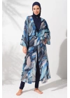 Kadın Mavi Desenli Kaftan Pareo 2c3t1n9m80