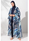 Kadın Mavi Desenli Kaftan Pareo 2c3t1n9m80