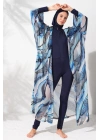 Kadın Mavi Desenli Kaftan Pareo 2c3t1n9m80