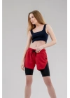 Kadın Kırmızı Taytlı Deniz ve Spor Şort