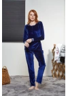 Kadın Pembe Kadife Uzun Kol Pijama Takım 21190