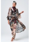 Amazon Kemerli Kaftan - Kimono - Pareo - Tesettür Pareosu Krep Kumaş - Üzeri