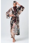 Amazon Kemerli Kaftan - Kimono - Pareo - Tesettür Pareosu Krep Kumaş - Üzeri