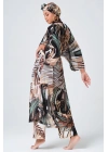 Amazon Kemerli Kaftan - Kimono - Pareo - Tesettür Pareosu Krep Kumaş - Üzeri