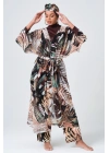 Amazon Kemerli Kaftan - Kimono - Pareo - Tesettür Pareosu Krep Kumaş - Üzeri