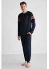 18732 Erkek Lacivert Yuvarlak Yaka Uzun Kollu Pijama Takımı