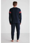 18732 Erkek Lacivert Yuvarlak Yaka Uzun Kollu Pijama Takımı