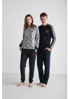 - Kadın Lacivert Patlı Pijama Takımı