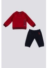 Kırmızı Çıtçıt Yaka Detay Bebek 2 Li Takım