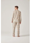 Yeşil Ekose Önden Düğmeli Modal Pamuk Erkek Pijama Takımı