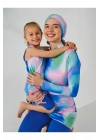 Desenli Sıfır Kol Çocuk Mayo 24102-25 Çivit Mavisi