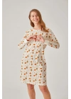 Ayıcık Desen Modal Pamuk Kadın Gecelik