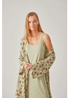 Fıstık Yeşil Çiçekli Viskon Kadın Sabahlık