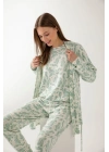Yeşil Renk Desenli Yumoş Kadın Sabahlık