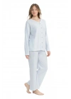 U.s Polo Assn. 17097 Kadın Delikli Polar Waffle Kumaş Uzun Kollu Önden Düğmeli Pijama Takım-Grimela
