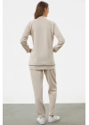 Büyük Beden Tunik Eşofman Takım - Taş