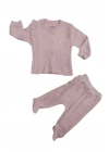 Kız Bebek Pudra Renk 2 Li Penye Ayaklı Takım