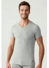 80194 Erkek Gri Melanj 2li Kısa Kol V Yaka Atlet