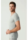80194 Erkek Gri Melanj 2li Kısa Kol V Yaka Atlet