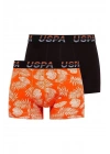 Erkek Siyah - Turuncu 2 Li Boxer 80212ınt