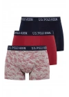 U.S. Polo Assn. Erkek Lacivert - Baskılı - Bordo 3 Lü Boxer