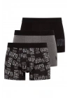 Erkek Antrasit Melanj - Siyah - Baskılı 3 Lü Boxer