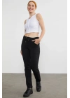 Cepli Düz Paça Eşofman Altı - Siyah