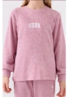 Us Polo Kız Çocuk Uzun Kol Pijama Takım US1987 Leylak