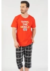 Pamuklu Erkek Kısa Kol Kaprili Pijama Takım