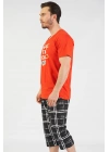 Pamuklu Erkek Kısa Kol Kaprili Pijama Takım