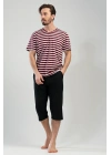 Erkek V Yaka Kısa Kol Kaprili Pijama Takım, 111175