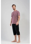 Erkek V Yaka Kısa Kol Kaprili Pijama Takım, 111175
