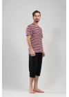 Erkek V Yaka Kısa Kol Kaprili Pijama Takım, 111175