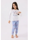 Kız Çocuk Beyaz Uzun Kol Pijama Takım