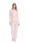 U.S. Polo Assn. 17108 Kadın Pembe Uzun Kollu Yuvarlak Yaka Pijama Takım
