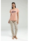 Kadın Turuncu Kısa Kol Pijama Takım