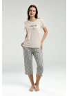 Kadın Krem Kapri Takım