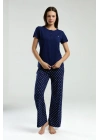 Kadın Lacivert Kısa Kol Pijama Takım