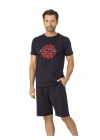 Lisanslı Erkek Pamuklu Kısa Kollu ve Cepli Şort Takım