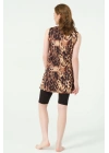 Leopar Desenli Sıfır Kol Yarı Kapalı Mayo
