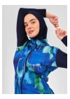 Doğa Desenli Tesettür Mayo- Lacivert -