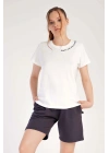 Kadın /3 Iplik Kısa Kol Şortlu Pijama Takım, 301011