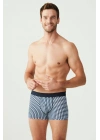 Erkek 3lü İndigo - Lacivert - İndigo Likralı Pamuklu Boxer