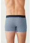 Erkek 3lü İndigo - Lacivert - İndigo Likralı Pamuklu Boxer