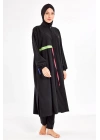 Siyah Kadın Elzada Uzun Kollu Tesettür Mayo